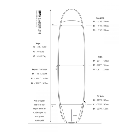 ROAM Boardbag Surfboard Daylight Long PLUS 9.6