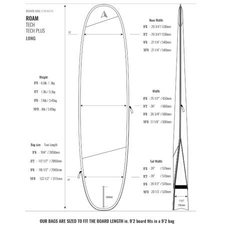 ROAM Boardbag Surfboard Tech Bag Long PLUS 9.6